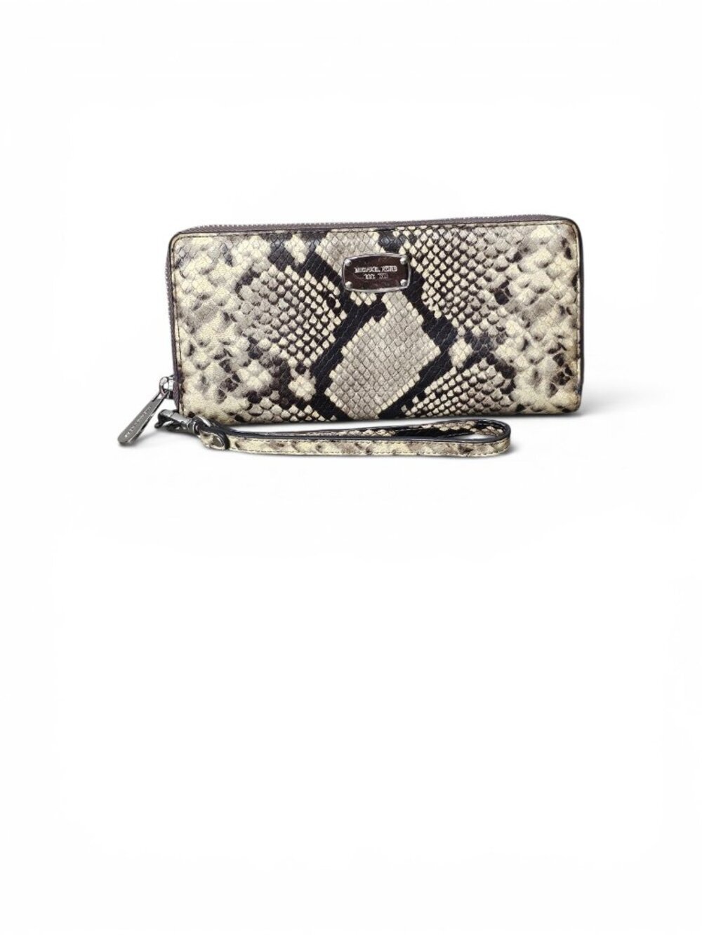 Michael Kors Jet Set Leather Snakeskin Embossed Continental Wallet Wristlet COA